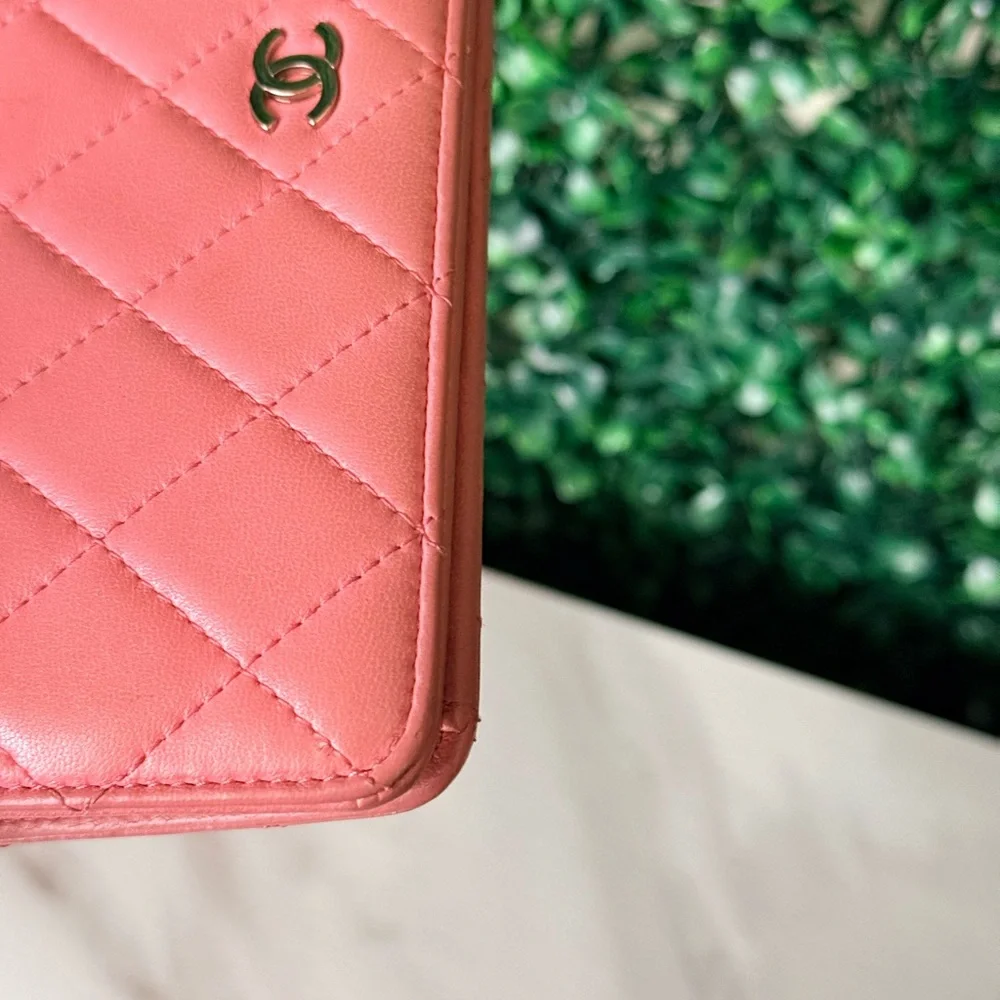 Chanel Pink Quilted Women's Yen Long Wallet Authentic - Picture 8 of 14
